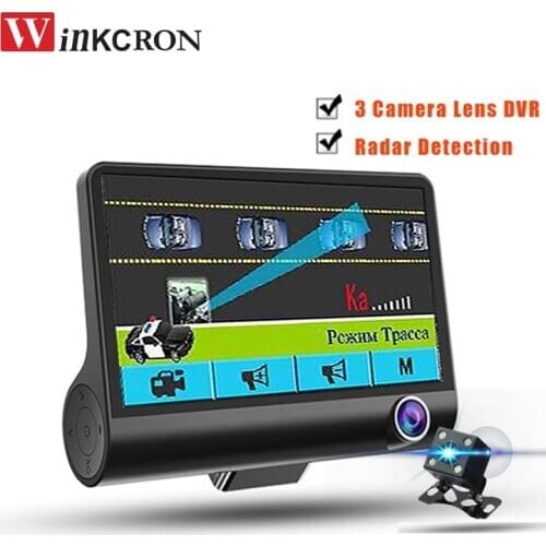 2 in1 Russian & English Version 4.0 inch Car DVR Radar Detector Car-detector dvr FHD 1080P Anti Radar Detector Dash Cam 3 lens