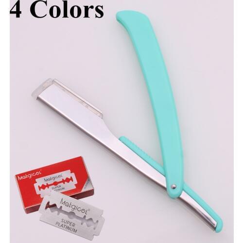 Hair Cut Razor Male Female Shaving Razors Barber Hair Razors Salon & Home Folding Shaver Knife ABS Holder 1 Pcs + 10 Blade 74