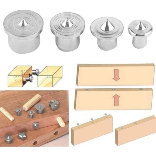 4PCS/Set Dowel Tenon Center Set Woodworking Top Locator Roundwood Punch Wooden Furniture Centering Point