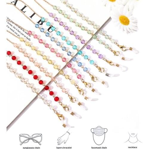 Fashion Crystal Beaded Glasses Chain Face Mask Chain Holder Anti-Drop Sunglasses Cord Lanyard Neck Strap Chain Jewelry Gifts