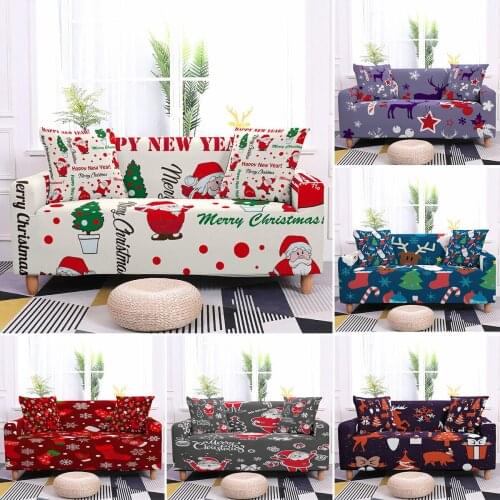 Merry Christmas Sofa Covers for Living Room Stretch Sofa Protector Anti-dust Elastic L-shape Corner Couch Cover Armchair Cover