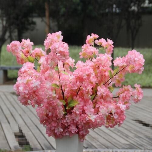 100 CM Long Four Branches Each Bouquet Simulation Cherry Blossom White and Pink color For Home Wedding Party Decoration Supplies