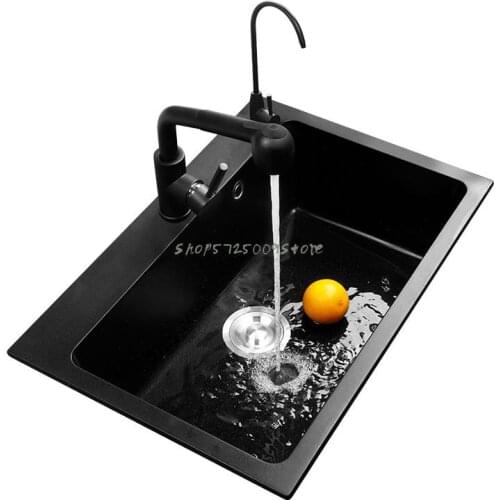 Quartz Stone Sink Sink Single Sink Household Kitchen Sink Sink Sink Granite Black Undercounter Basin Embedded