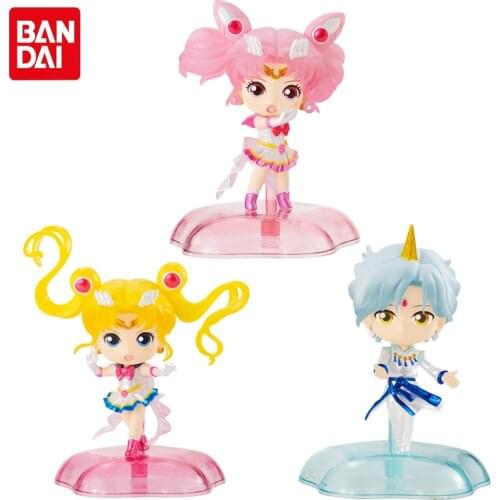 Bandai Genuine Gashapon Anime Theater Version Sailor Moon Shiny Mini Collectible Doll Chibiusa Helios Action Figure Model Toys