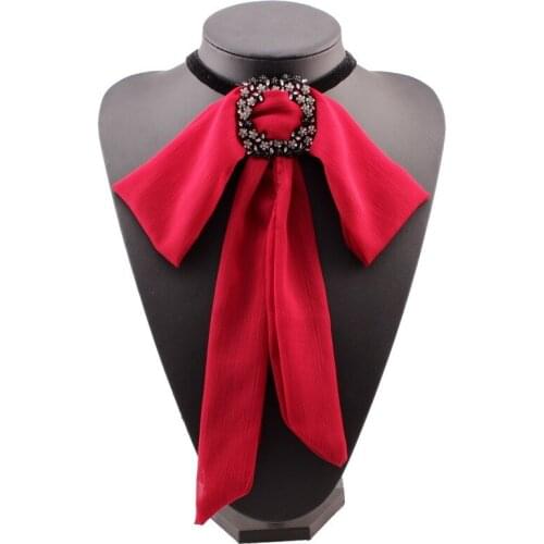 Florosy Yarn Cloth Pendant Crystal Flower Charm Choker Necklace for Women Collar Black Rope Chain Statement New Necklace
