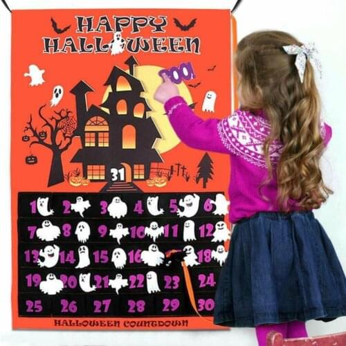Halloween Advent Calendar Detachable Countdown Wall Calendar with Lanyard Party Decor