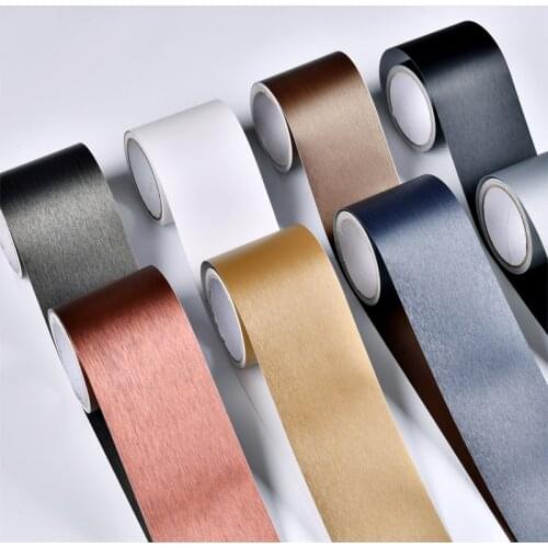 Home Decor Waist Line Waterproof Gold Silver Black Gap Sealing Foil Tape Self Adhesive Strip Stairs Skirting Floor Wall Stickers