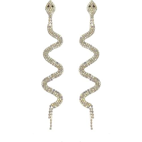 MANILAI Crystal Snake Long Earrings for Women 2021 Shiny Rhinestones Animal Dangle Earring Weddings Fashion Jewelry Gifts