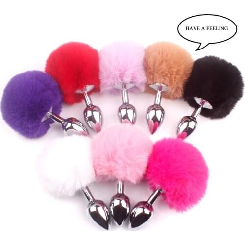 Mini rabbit tail metal anal plug SM vestibular anal plug alternative tail plug masturbation plug adult fun products