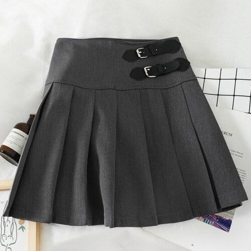 HELIAR Women JK Skirts Preppy Pleated Mini Skirts Grey A-line Mini Wide Leg Harajuku Skirts 2021 Spring Skirts For Women