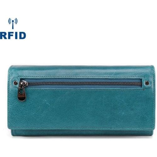 Han Edition Fashion Leather Multi-Function Women Wallets New Genuine Leather Casual Solid Zipper Long Female Purse Bags