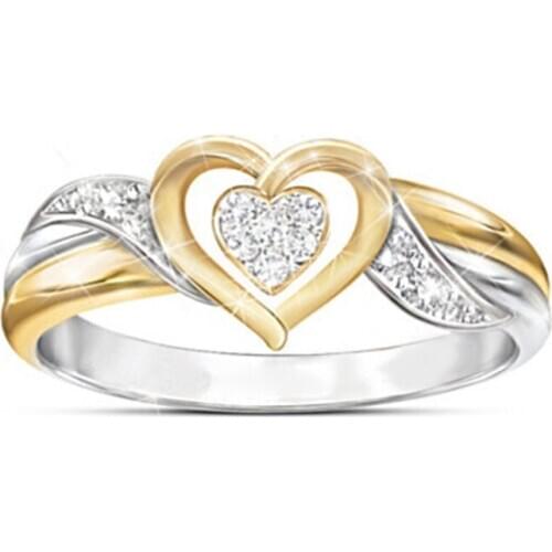 Modyle Heart Rainbow CZ Ring in Rhodium Plated Wedding Bands AAA Zircon Jewelry Women Accessories Engagement Ring