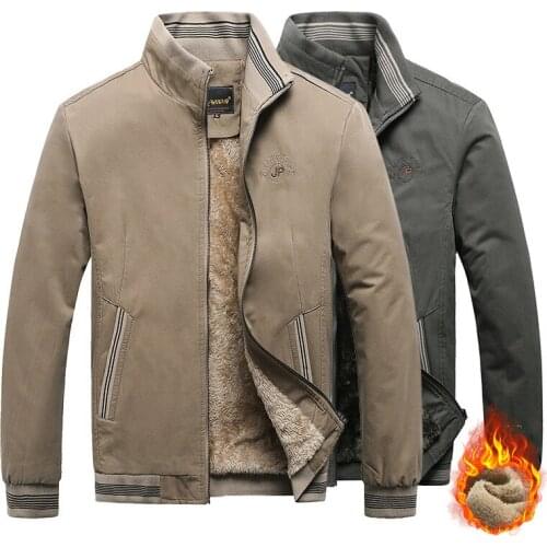 Men Striped Hem Plush Lined Jacket Cotton Chaqueta Casual Fashion Vintage Warm Vestes Coats High Quality M-5XL Winter Jacket Men