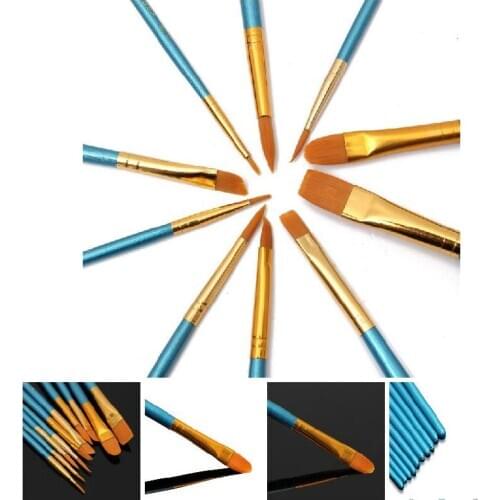 HOT 10pcs New Nylon Wooden Handle Paint Brush Set for Kids Watercolor Gouache Drawing Painting Art Supplies Fast Delivery