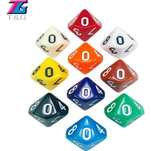 Colorful D10 Dice Set Opaque effect,dnd 10 side Digital number 0-9 for Rpg Game Digital