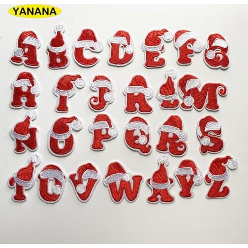 Christmas Day Alphabet Letter Embroidered Iron On Patch For Clothing Badge Paste For Clothes Bag Pant DIY