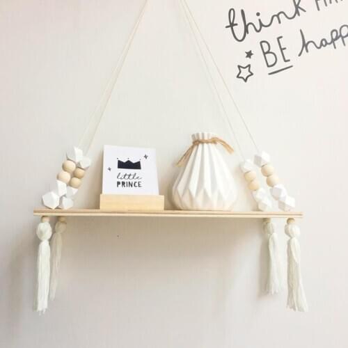 DIY Wooden Bead Wall Hanging Rack childrens Toy Bedroom Storage Rack Wooden Shelf Fashion Home Decoration Wooden Board Storage