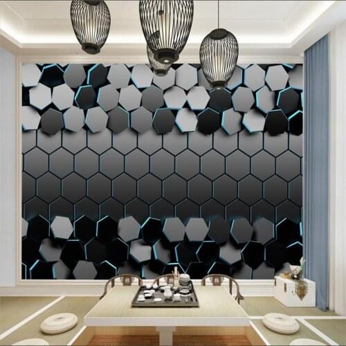 Modern Technology Sense 3D Stereoscopic Black Geometric Wall Papers Home Decor Living Room Office Industrial Decor Wallpaper 3D