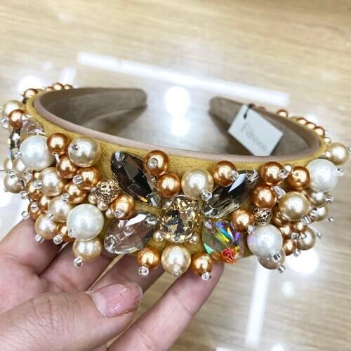 Full Pearl headdress, vintage Cute Australian Flower Rhinestone Headband For Women, Fashion Headdress, Hair accessories