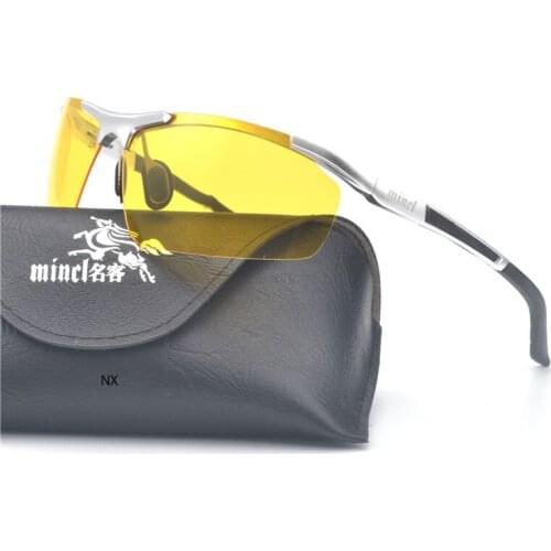 MINCL Fashion Men Night Vision Glasses for Night Driving Driver Goggles Anti-Glare Yellow Sunglasses Men Polarized Eyewear NX