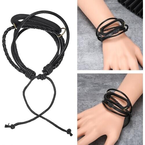 Retro Weave Leather Strap For Xiaomi Mi Band 5 Replacement Weave Braided Watchbands For Men Women Vintage Strap Band