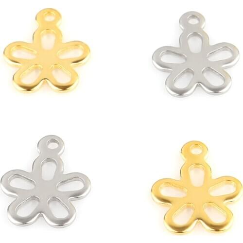 20pcs 14*12mm Stainless Steel Flowers Charms Golden Pendant Jewelry Making DIY Handmade Bracelet Necklace Earrings Wholesale ZU2
