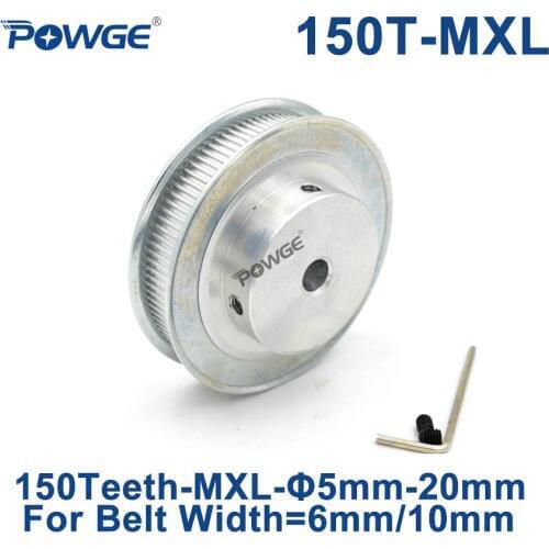 POWGE Inch Trapezoid 150 Teeth MXL Timing pulley Bore 8/10/12mm for width 6mm 10mm MXL Synchronous Belt Gear Wheel 150teeth 150T