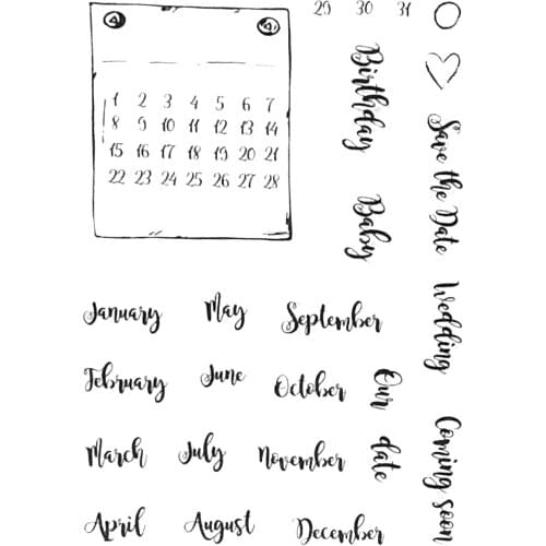 DIY Calendar Transparent Clear Stamp for DIY Scrapbooking/Card Making/Kids Christmas Fun Decoration Supplies