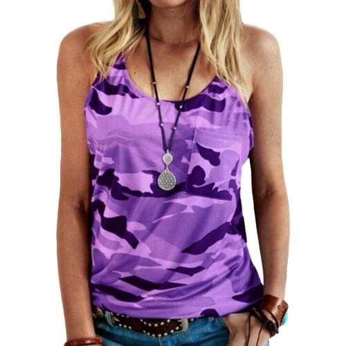 Summer Pullover O-Neck Summer Womens Tops Clothing Female Casual Camouflage Vest Sleeveless Tank Vest For Girls Ladies D30