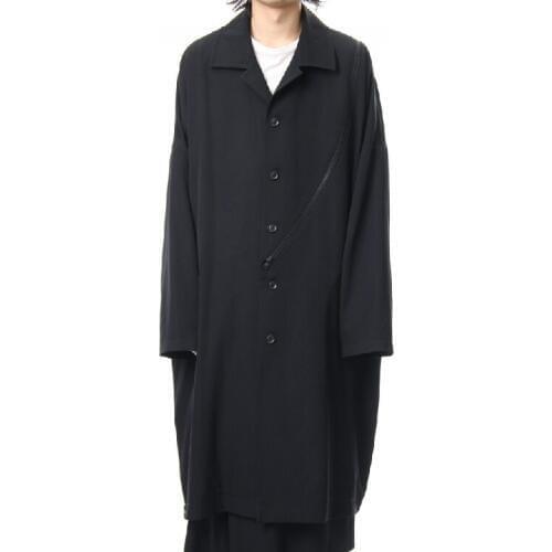 S-6XL!!Homemade mens trench coat with super loose zipper stitching opening