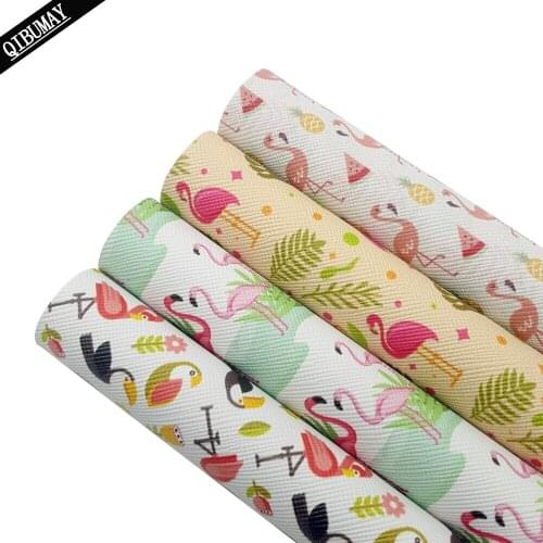 22*30cm Cute Animals Flamingos Vinyl Fabric PU Leather DIY Hairbow Sheets Accessories Handmade Bag Shoes Decoration Vinyl Fabric