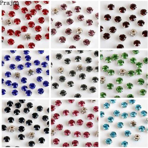 Prajna 100pcs Strass Crystal Rhinestone Glass Sew On Rhinestones For Clothes Wedding Dress Decor Flatback Rhinestones Appliques