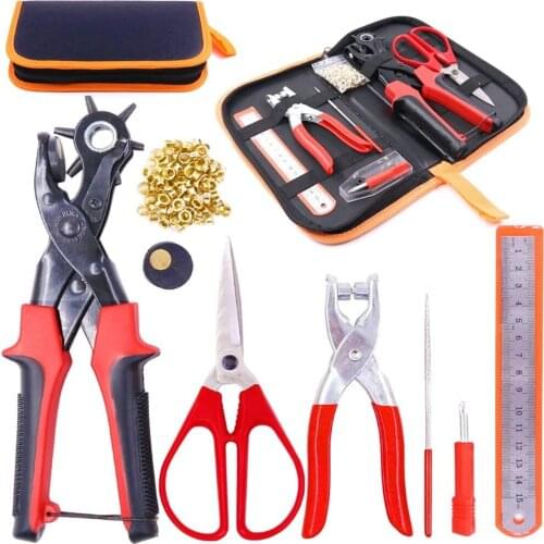 Heavy Duty Adjustable Metal Hole Punch Pliers Revolving Leather Belt Hole Punching tool for Belt Watch Band Saddle Shoes Crafts