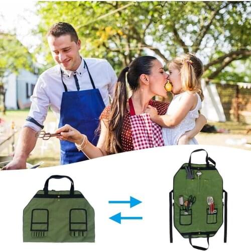 Oxford Cloth Apron/Handbag 2 In 1 Picnic Camping Hiking Storage Pouch Multifunction Zipper Hanging Bag Storage Bag Apron