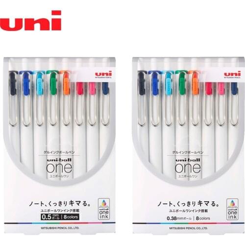 UNI UMN-S-05/38 Press Color Gel Pen 8-color Set Signature Student Exam Pen Japan Stationery Award Stylish Simplicity