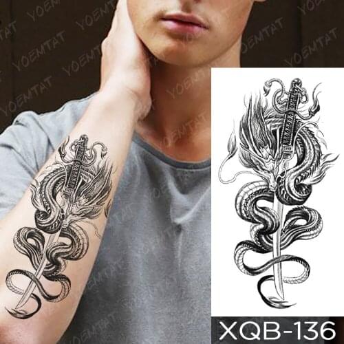 Waterproof Temporary Tattoo Sticker Lion Flowers Flash Tattoos Wolf Moon Fox Snake Body Art Arm Fake Decoration Tatoo Women Men
