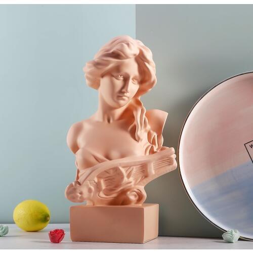 WU CHEN LONG Piano Girl Morpheus Goddess Bust Art Sculpture Resin Crafts Decorations For Home Gypsum Statue Art Material R4083