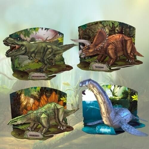 X026 3D Animal Puzzles Dinosaurs Triceratops Tyrannosaurus Rex DIY Paper Model Children Educational toys hot sale