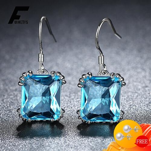 Fashion Drop Earrings for Women 925 Silver Jewelry with Zircon Gemstone Korean Style Earrings Accessories Wedding Bridal Party