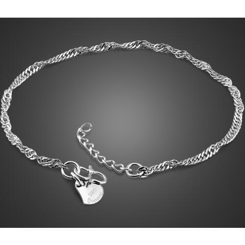 Simple style female models pure 925 silver bracelet charm water bracelet solid silver jewelry 19.5cm size birthday gift bijoux