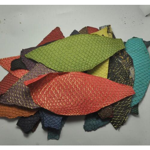 1pc Colorful Genuine Salmon fish skin leather piece multi color DIY bag belt shoes accessories 25x10cm