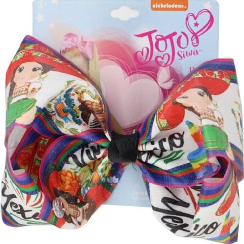 14 style Beijing opera beautiful girl print Ribbon Large 8Inch Handmade Hair Bows With Alligator Clip for Kids Girls Headwear