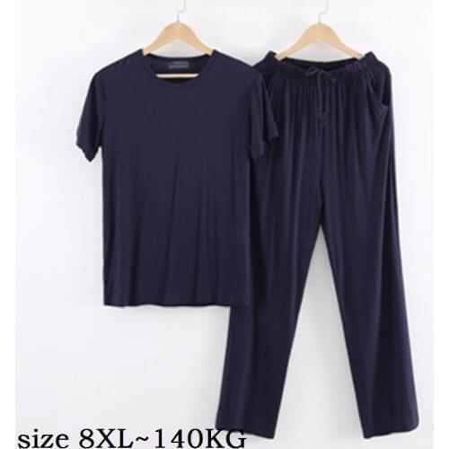 Size 8XL 140KG 2PCS Pajama Sets Women Short Sleeve Tops and Pants Comfortable Modal Loose Breathable Soft Men Home Clothing