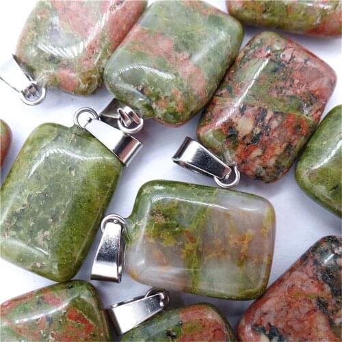 50Pcs 20x16x6mm Wholesale Natural Green Unakite Jasper Oblong Pendant Bead DIY Jewelry Accessories Earrings S541