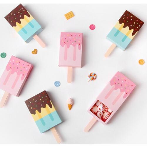 50Pcs/lot Cute organizer box Bags Ice Cream Shape Cookie Packaging Self-adhesive Plastic Bags For Biscuits Birthday Storage bag