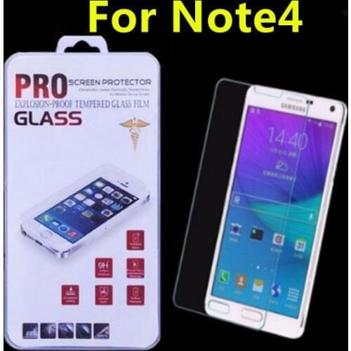 Free shipping 100PCS Premium 0.3mm 2.5D Ultra Thin Tempered Glass Screen Protector Film for Samsung Galaxy Note 4 N9100