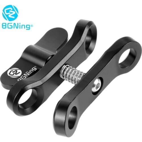 BGNING CNC Aluminum Extended Butterfly Clip 1inch Ball Head Clamp Diving Waterproof for GoPro SLR Camera Underwater Photography
