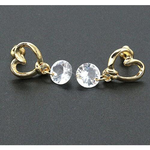 Big Simulated Pearl Round Crystal Pendants Golden Heart Bow Metallic Dangle Earrings for Women Fashion piercing Jewelry