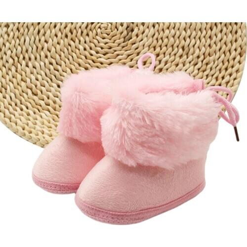 Infant Baby Autumn Winter Boots For Girls Boys Fuzzy First Walkers Anti-Slip Sole Warm Sneakers Faux Fur Crib Shoes Snow Boots