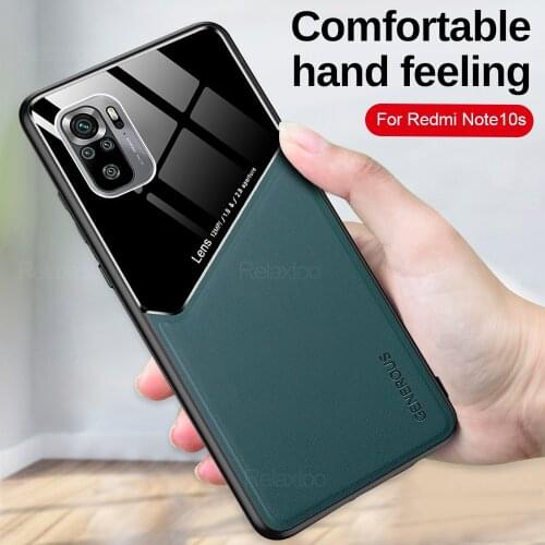 Note10pro case leather texture car magnetic holder phone covers case for xiaomi redmi note 10 s 10pro not10 10T protective coque